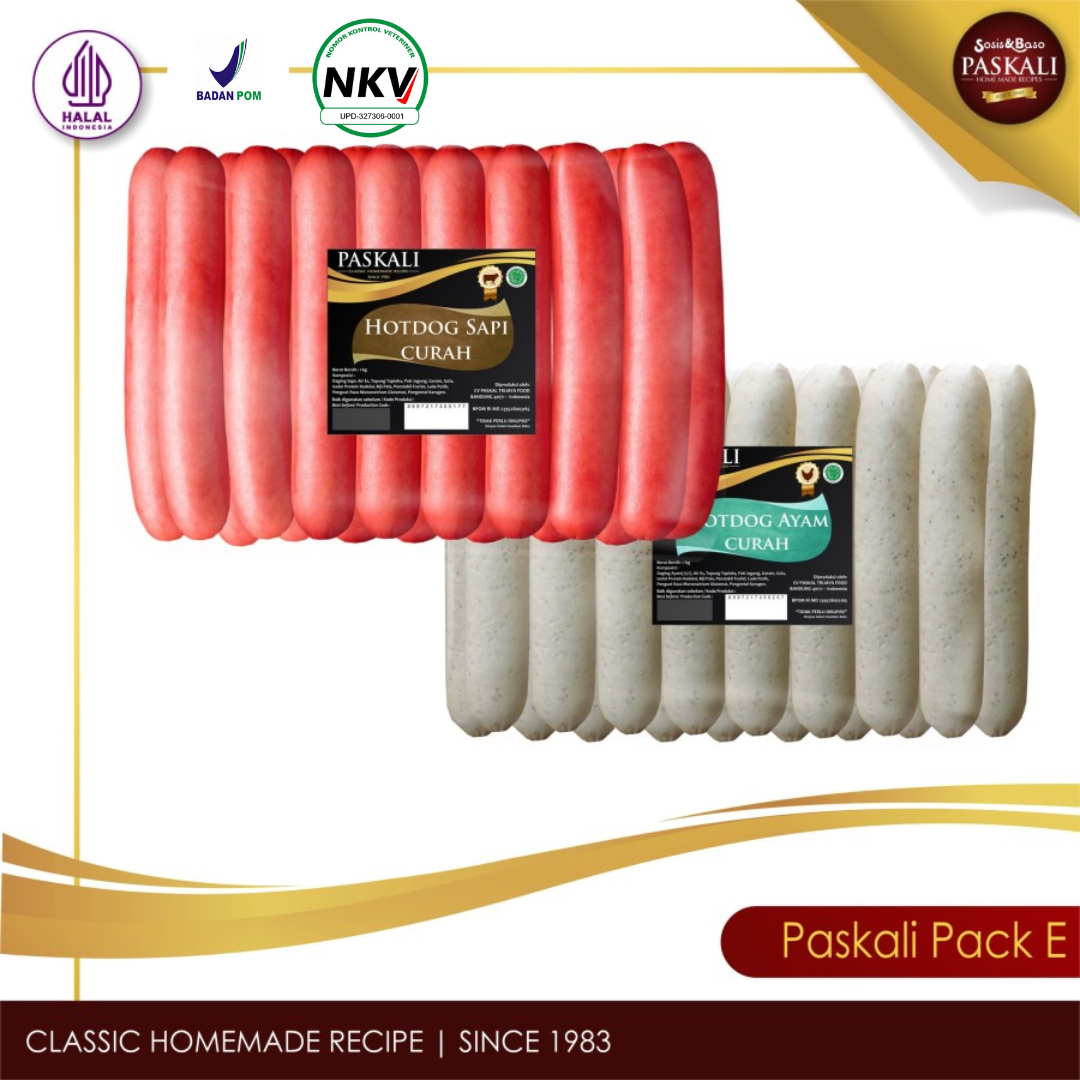 Paskali Pack - Sosis Ayam 1000 gram, Sosis Sapi 1000 gram