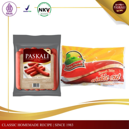 Paskali Pack - Sosis Sapi 12 pcs, French Fries Crinkle Cut